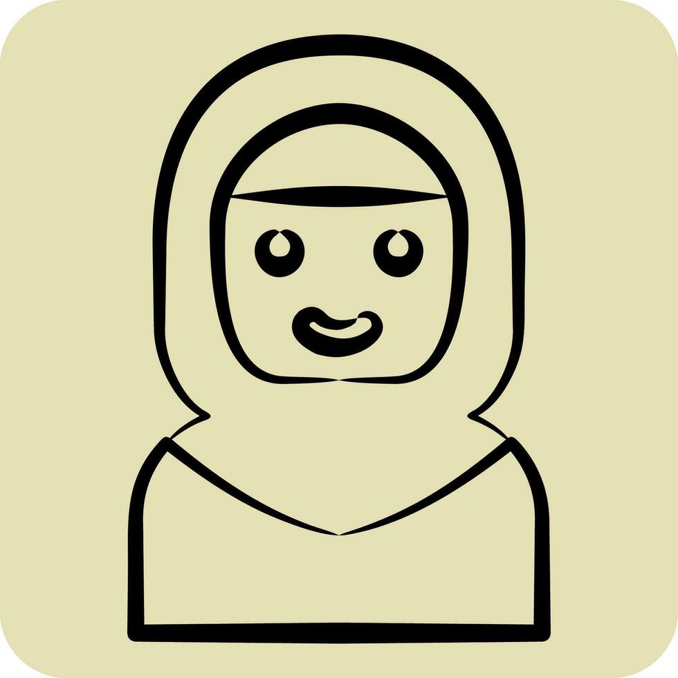 icoon Arabisch Dames. verwant naar saudi Arabië symbool. hand- getrokken stijl. gemakkelijk ontwerp bewerkbaar. gemakkelijk illustratie vector