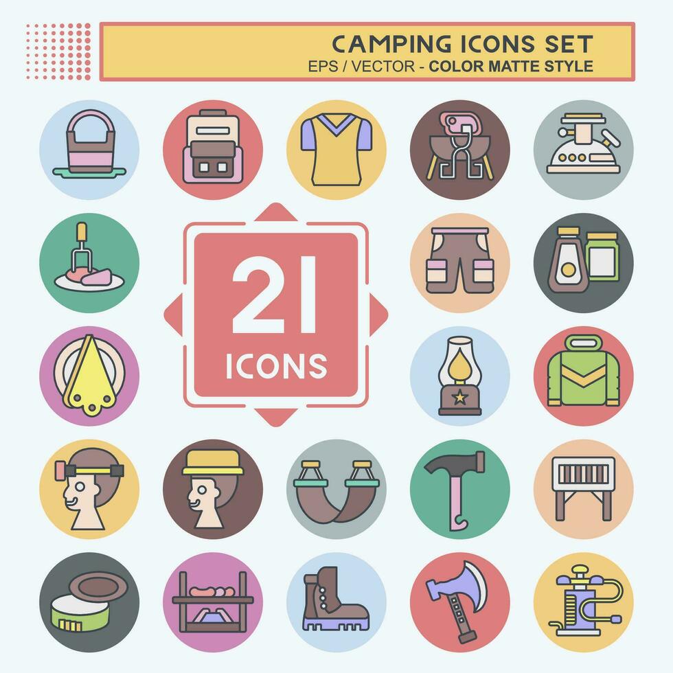 icoon reeks camping. verwant naar avontuur symbool. kleur maat stijl. gemakkelijk ontwerp bewerkbaar. gemakkelijk illustratie vector