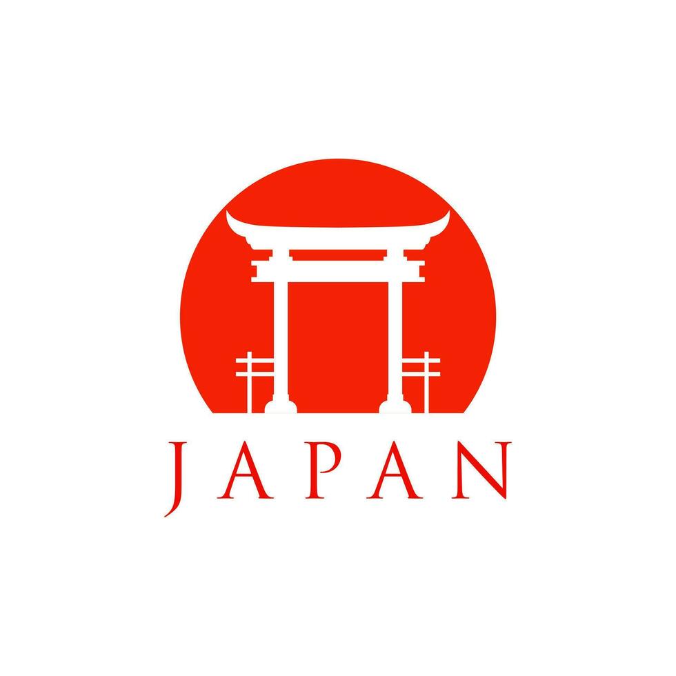 historisch torii poort Japans logo. zonsondergang torii poort icoon logo vector illustratie. Japans geschiedenis monument