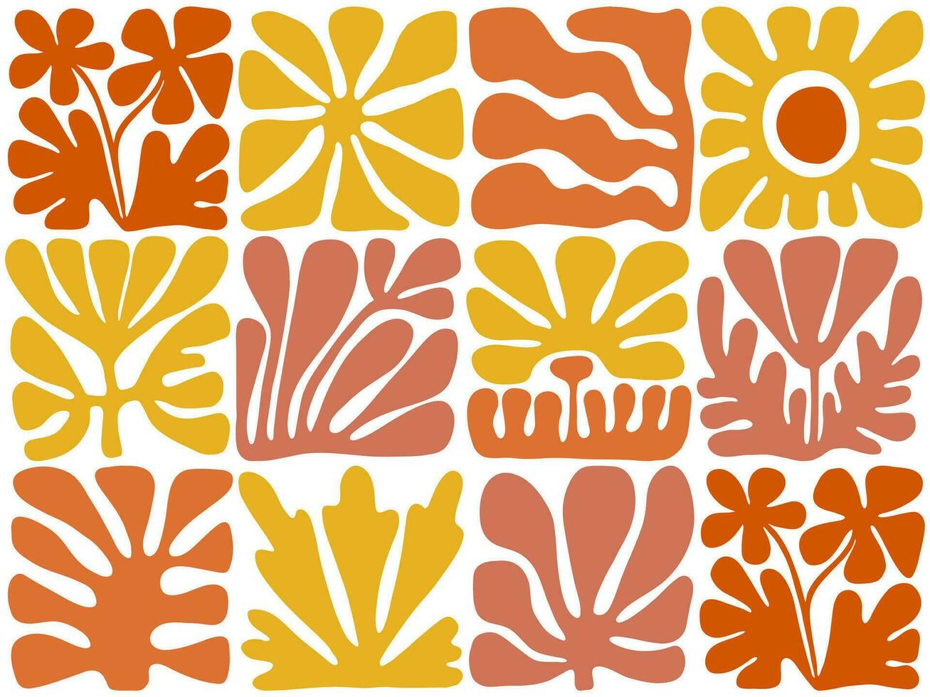 abstract bloemen tegels achtergrond. modern midden eeuw bloemen en meetkundig vormen vector illustratie.