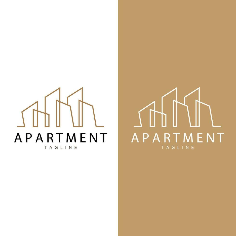 appartement gebouw logo, modern ontwerp stijl lijn vector symbool illustratie sjabloon