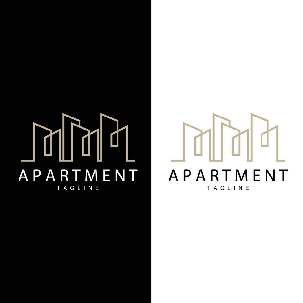 appartement gebouw logo, modern ontwerp stijl lijn vector symbool illustratie sjabloon