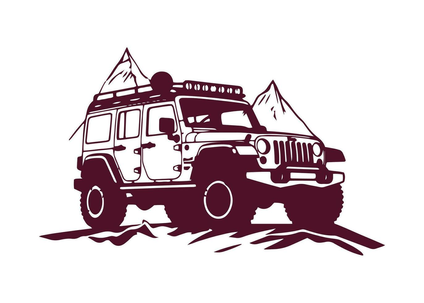 minimaal en abstract logo van jeep icoon auto vector silhouet geïsoleerd ontwerp donker roze jeep