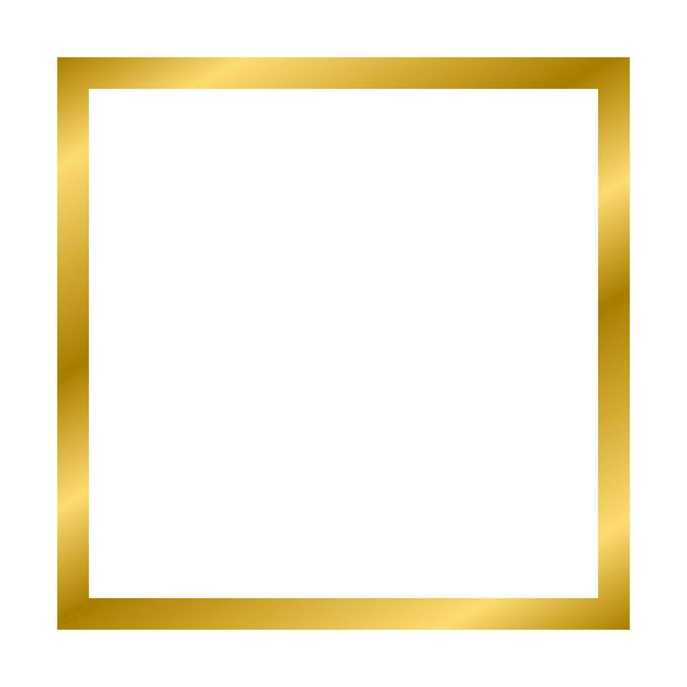 gouden glanzende gloeiende vintage vierkante frame met schaduwen geïsoleerd op een witte achtergrond. gouden realistische vierkante rand. vector illustratie