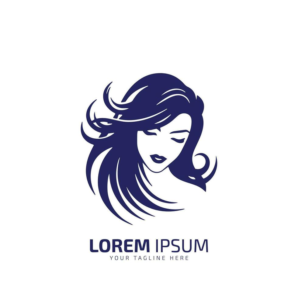 minimaal en abstract logo van meisje icoon dame vector silhouet geïsoleerd ontwerp blauw meisje