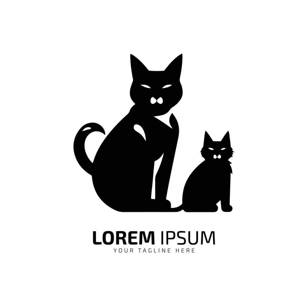 minimaal en abstract logo van kat icoon met kind kat vector silhouet geïsoleerd ontwerp