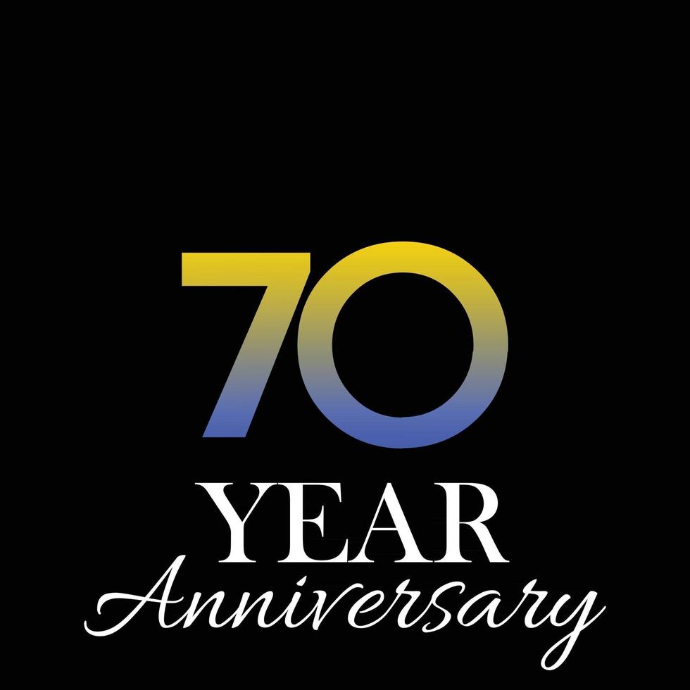 70 jaar verjaardag logo vector sjabloon ontwerp illustratie kleur