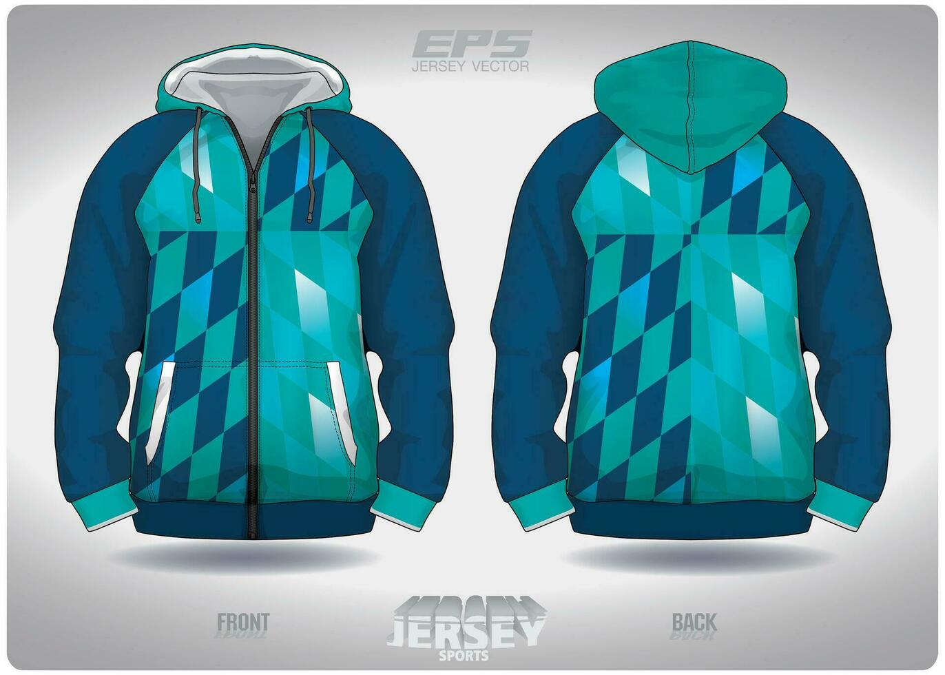 eps Jersey sport- overhemd vector.blauw groen gebrandschilderd glas patroon ontwerp, illustratie, textiel achtergrond voor sport- lang mouw capuchon vector