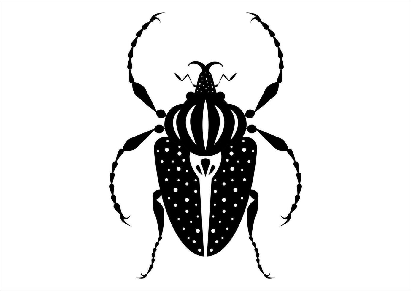 zwart en wit goliathus heerschappij kever silhouet in vlak stijl vector