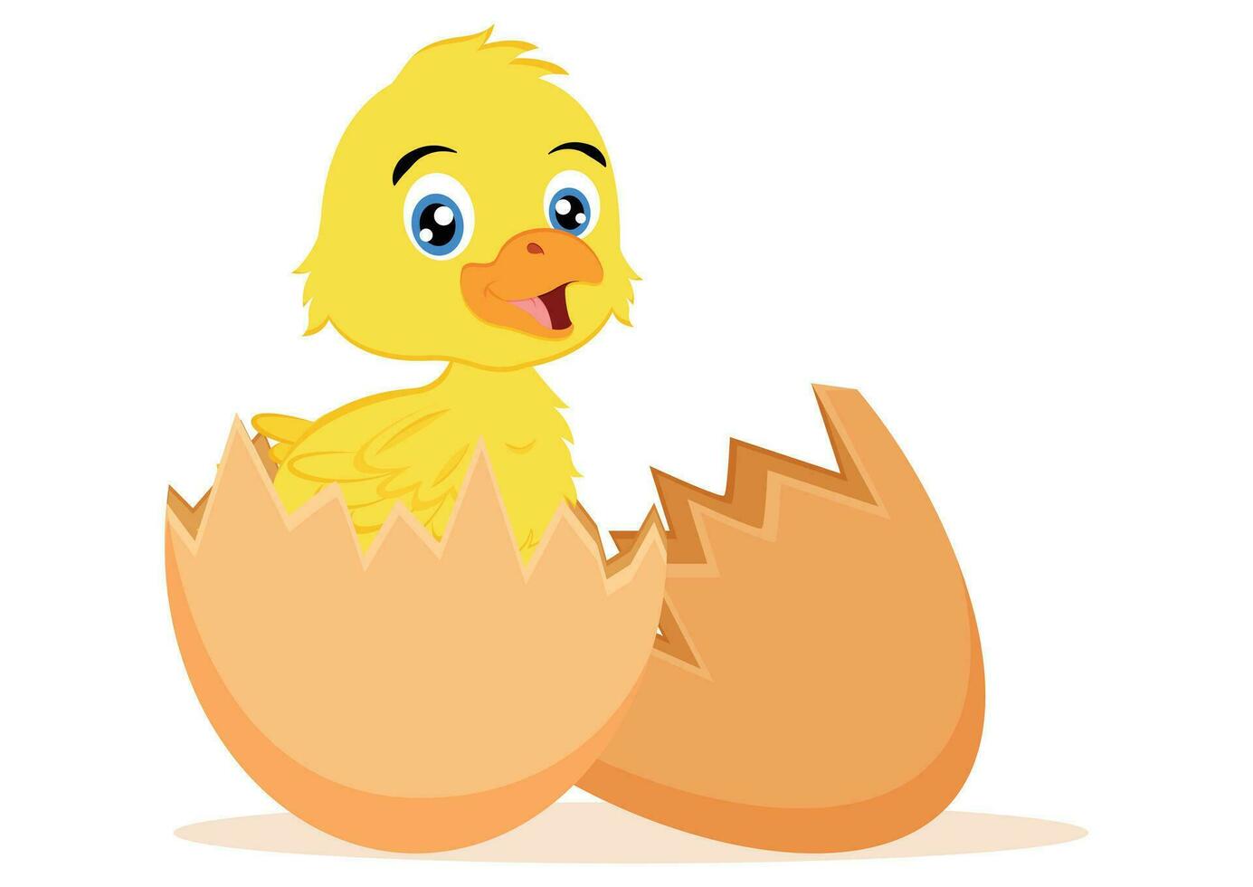 baby kip in een ei schelp tekenfilm karakter vector illustratie