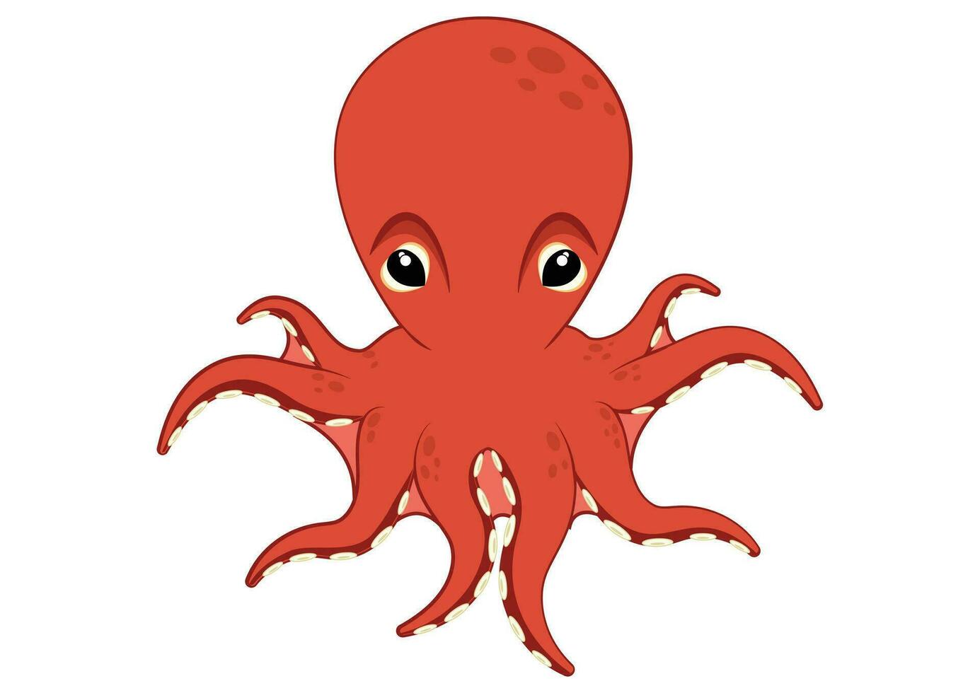 rood Octopus tekenfilm karakter vector illustratie geïsoleerd Aan wit achtergrond