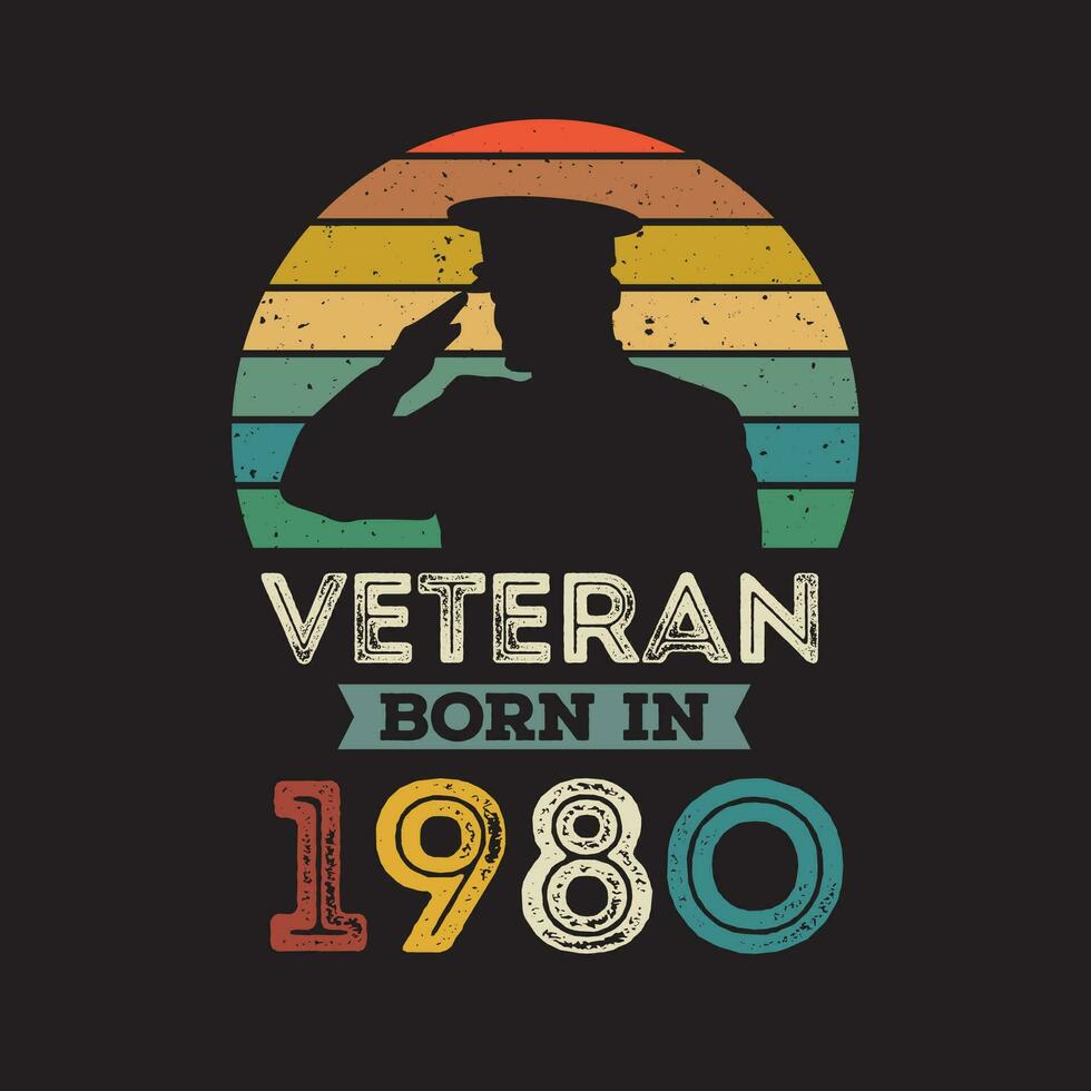 veteraan geboren in 1980 vector wijnoogst stijl veteraan dag ontwerp vector