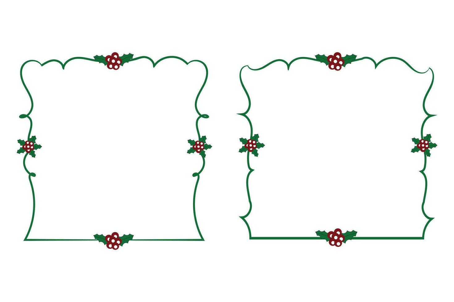 decoratief sier- Kerstmis grens kader, vrolijk Kerstmis hulst bladeren plein lijsten, ornament kader grens hoek decoratie, bruiloft groet kaarten uitnodiging kaart vakantie bladzijde borders vector