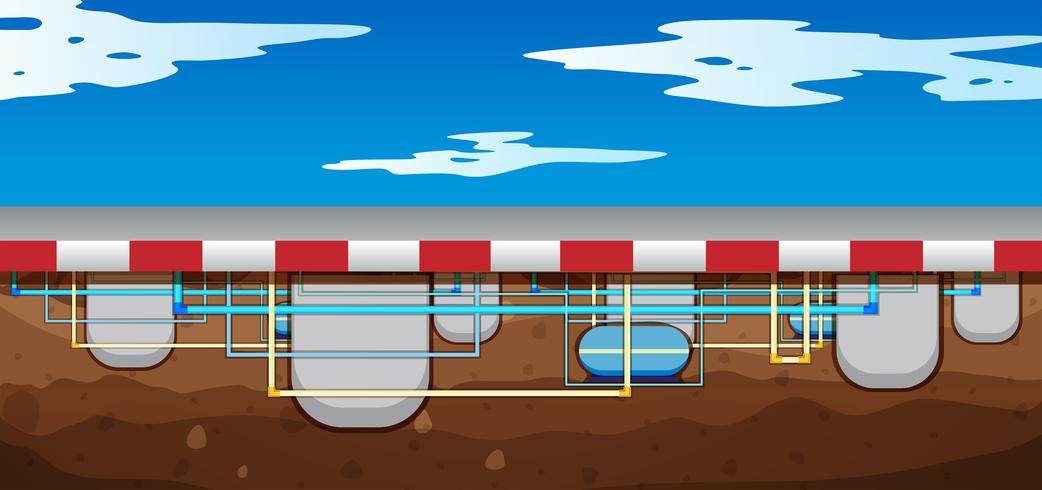 Een kaart van het ondergrondse pijpleidingsysteem vector