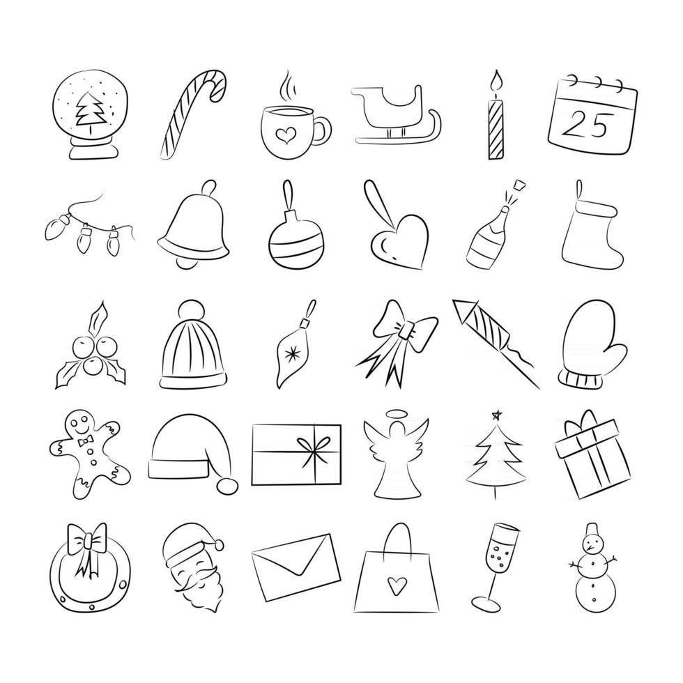 set van kerst handgetekende doodle vector iconen