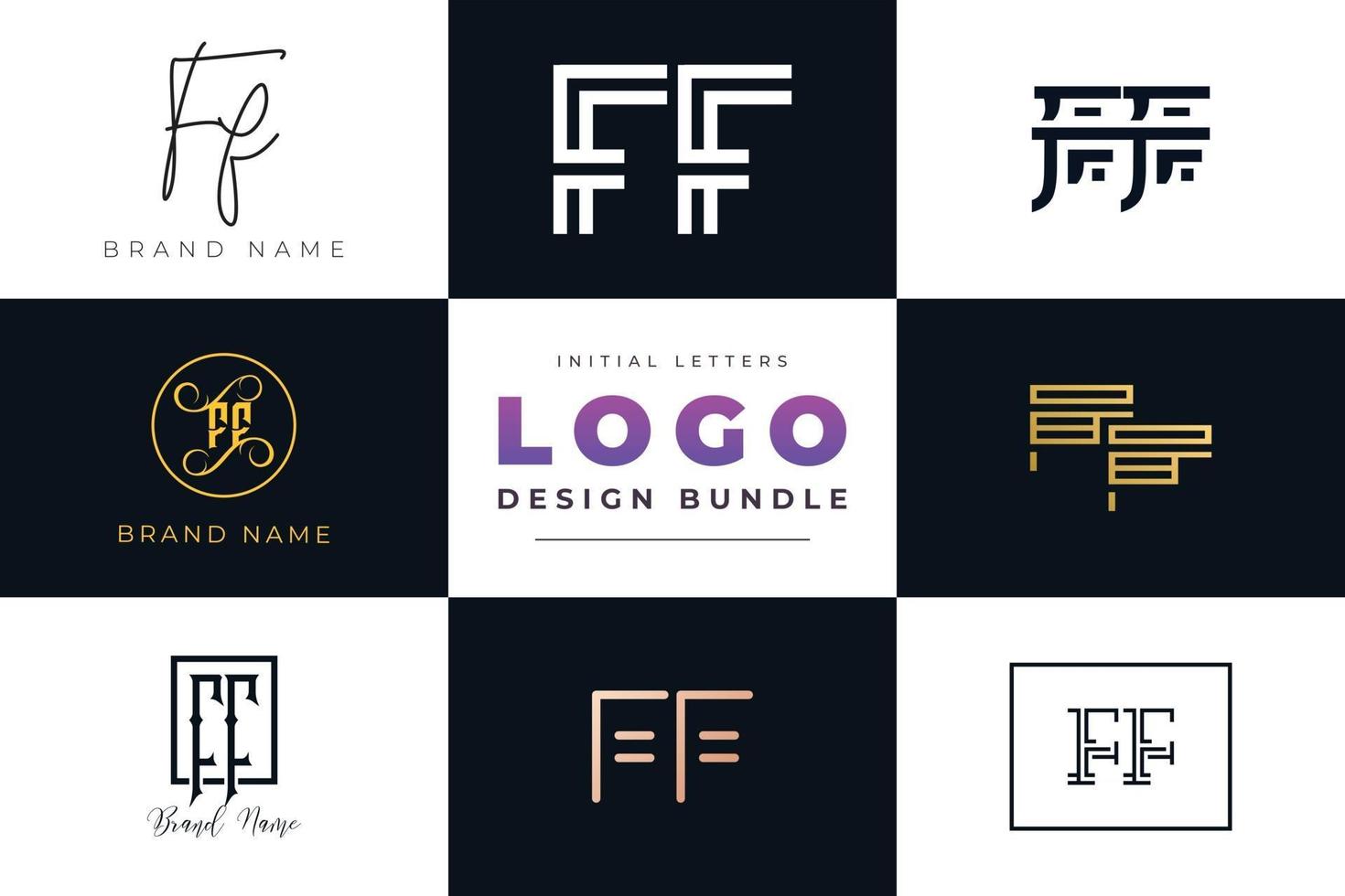 set collectie beginletters ff logo ontwerp. vector