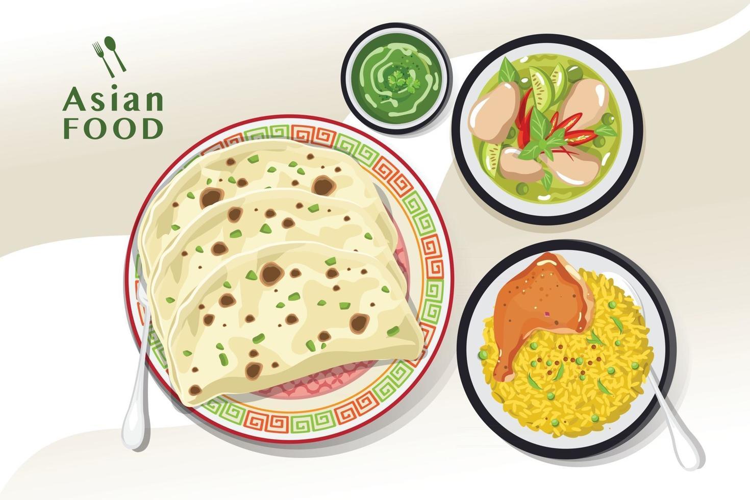 heerlijk Indiaas eten, Indiase vectorillustratie vector