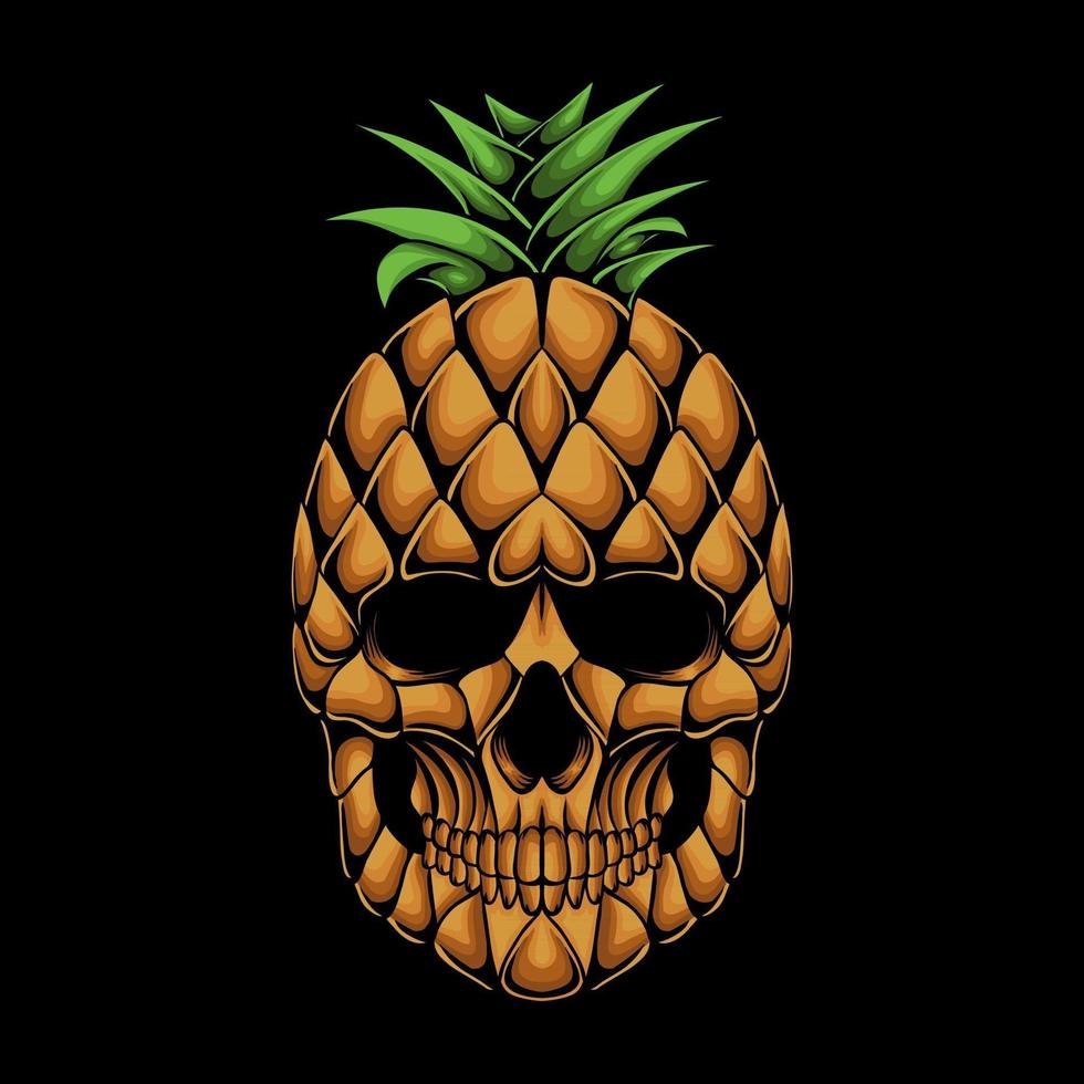 ananas schedel hoofd vectorillustratie vector