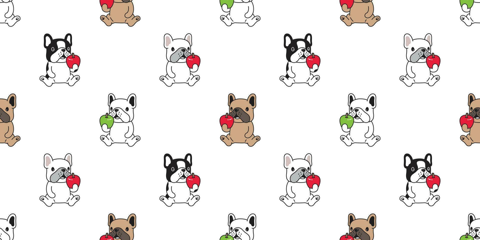 hond naadloos patroon vector Frans bulldog appel tekenfilm sjaal geïsoleerd herhaling achtergrond tegel behang tekening illustratie ontwerp