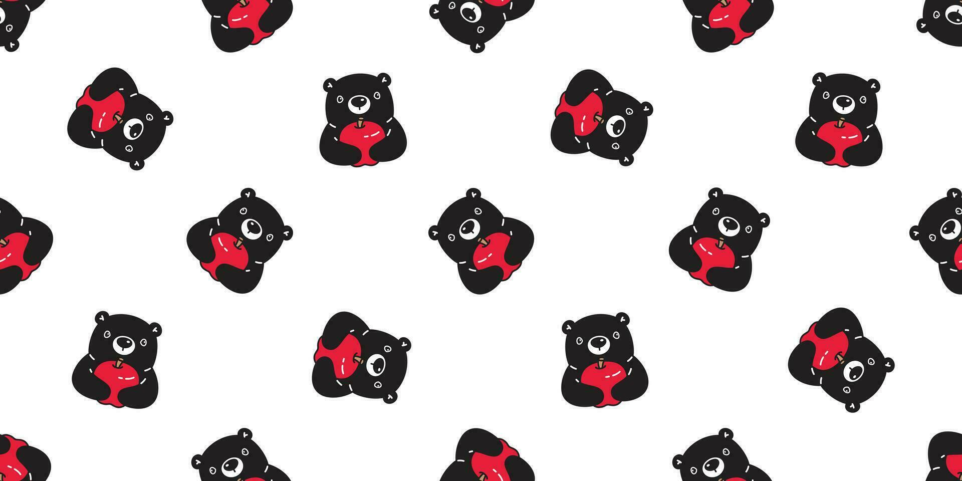 beer naadloos patroon vector polair beer appel sjaal geïsoleerd tekenfilm tegel achtergrond herhaling behang illustratie zwart ontwerp