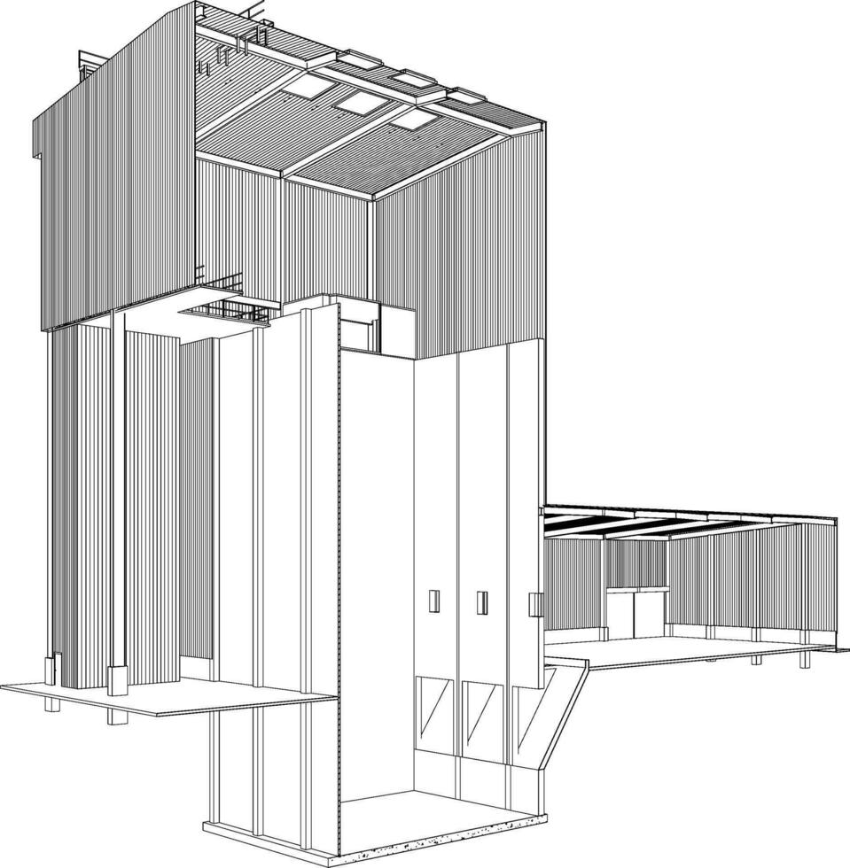 3d illustratie van industrieel gebouw vector