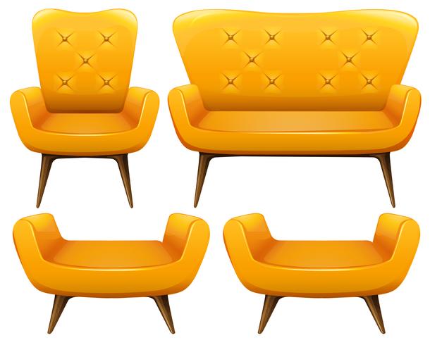 Verschillend ontwerp van stoelen in gele kleur vector