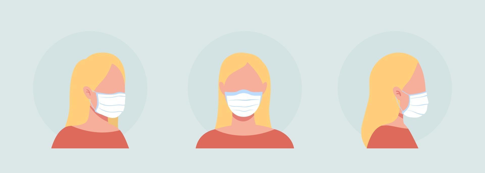 stoffen masker drager semi-egale kleur vector avatar karakterset