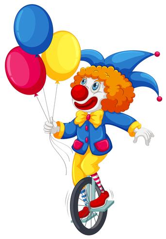 Een clown die op een eenwieler rijdt vector