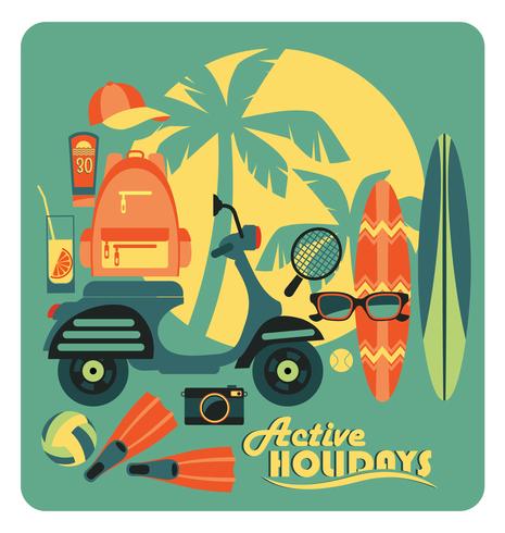 Vectorillustratie van actieve zomervakantie. vector