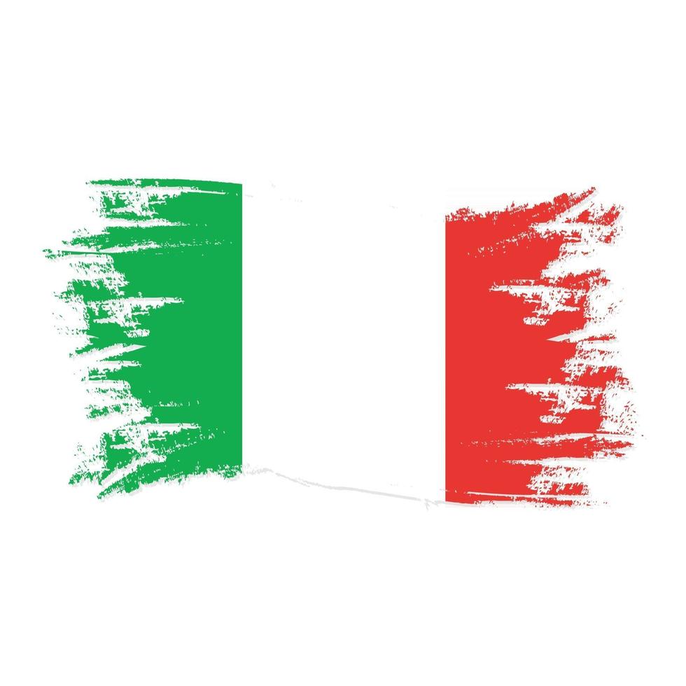 vlag van italië met aquarelpenseel vector