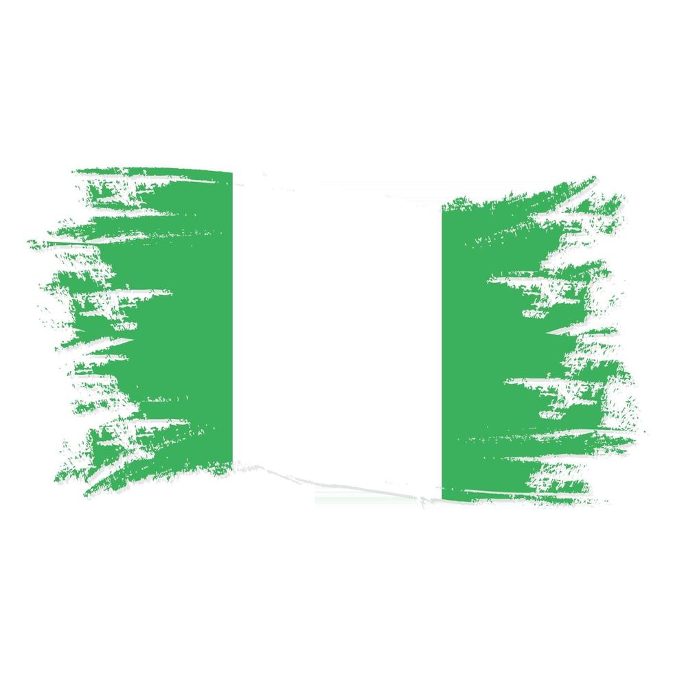 vlag van nigeria met aquarelpenseel vector