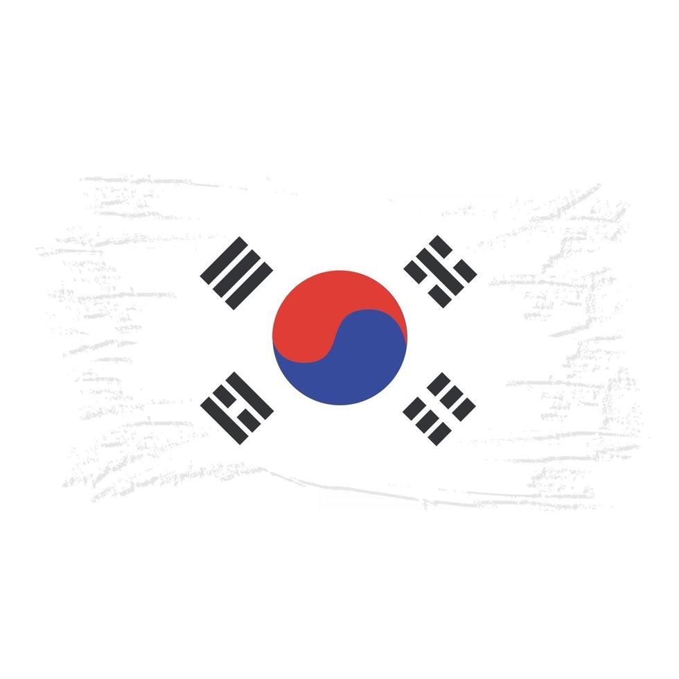 vlag van zuid-korea met aquarelpenseel vector