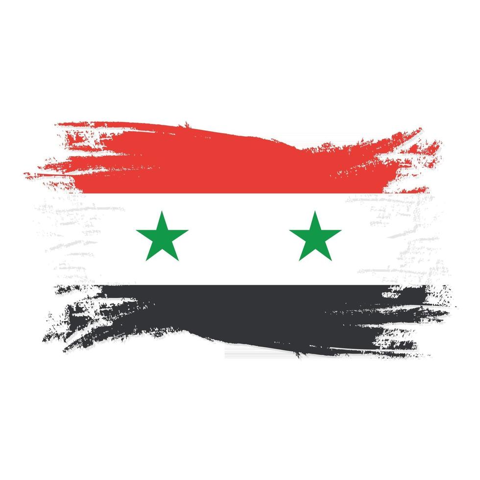 vlag van syrië met aquarelpenseel vector