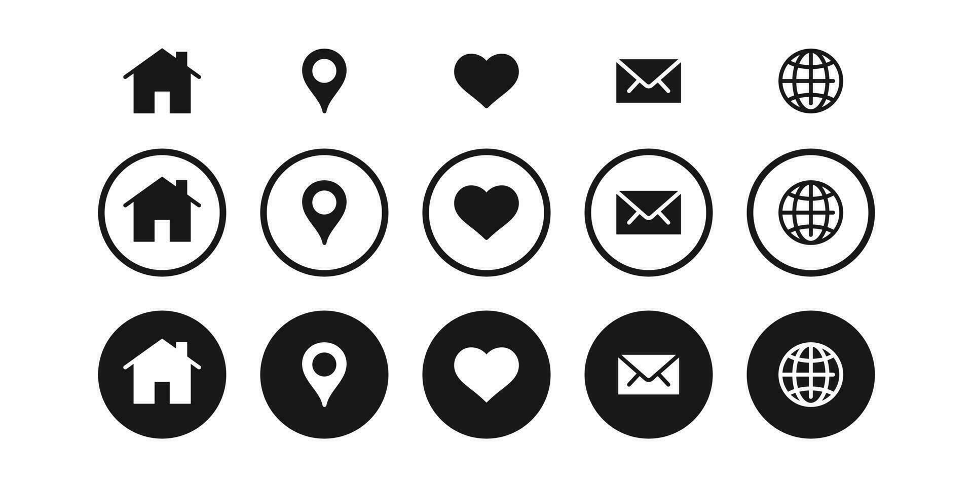web en mobiel communicatie icoon symbool, plaats, internetten, mail, huis concept Aan wit achtergrond vlak vector illustratie.
