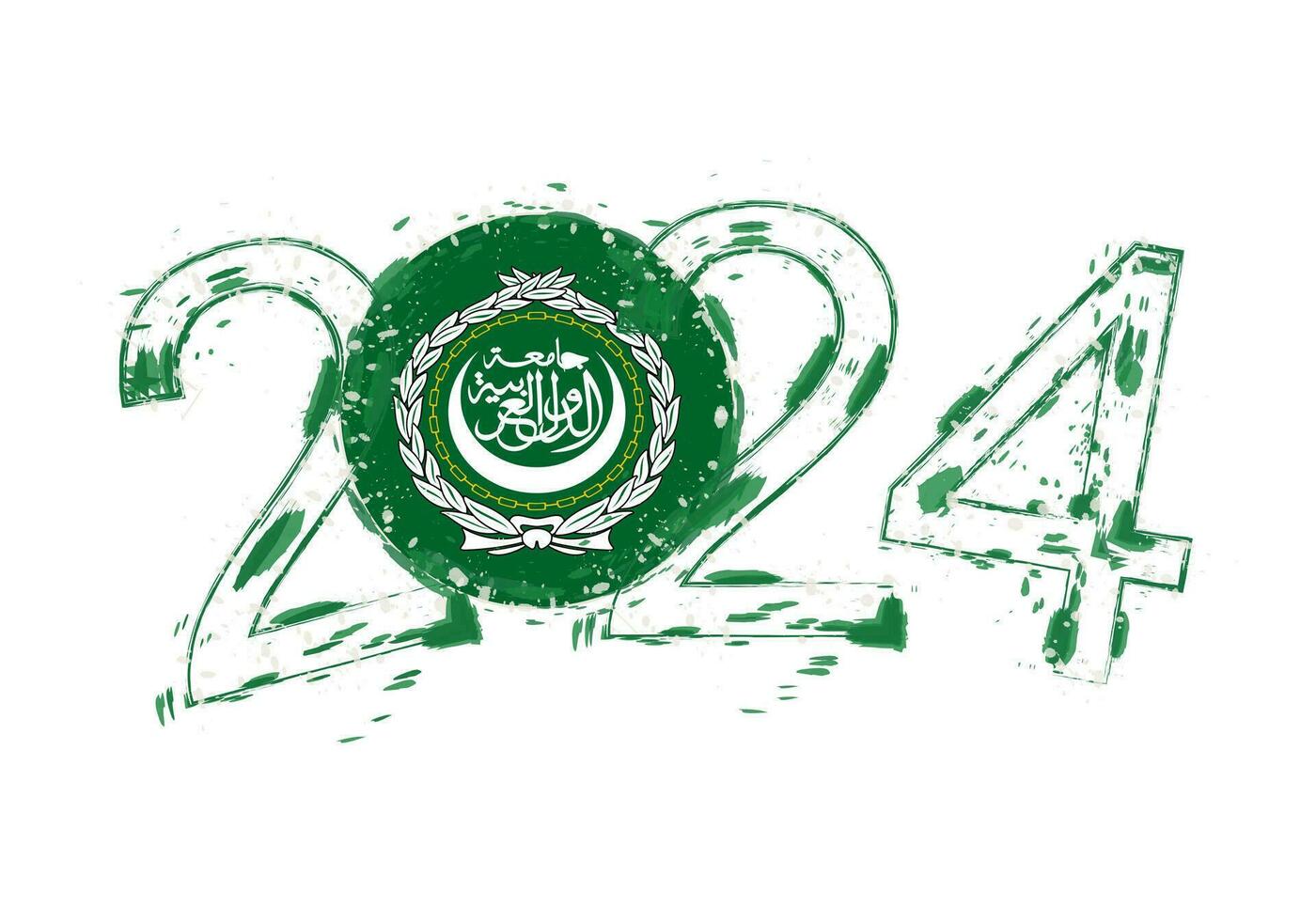 2024 jaar in grunge stijl met vlag van Arabisch liga. vector