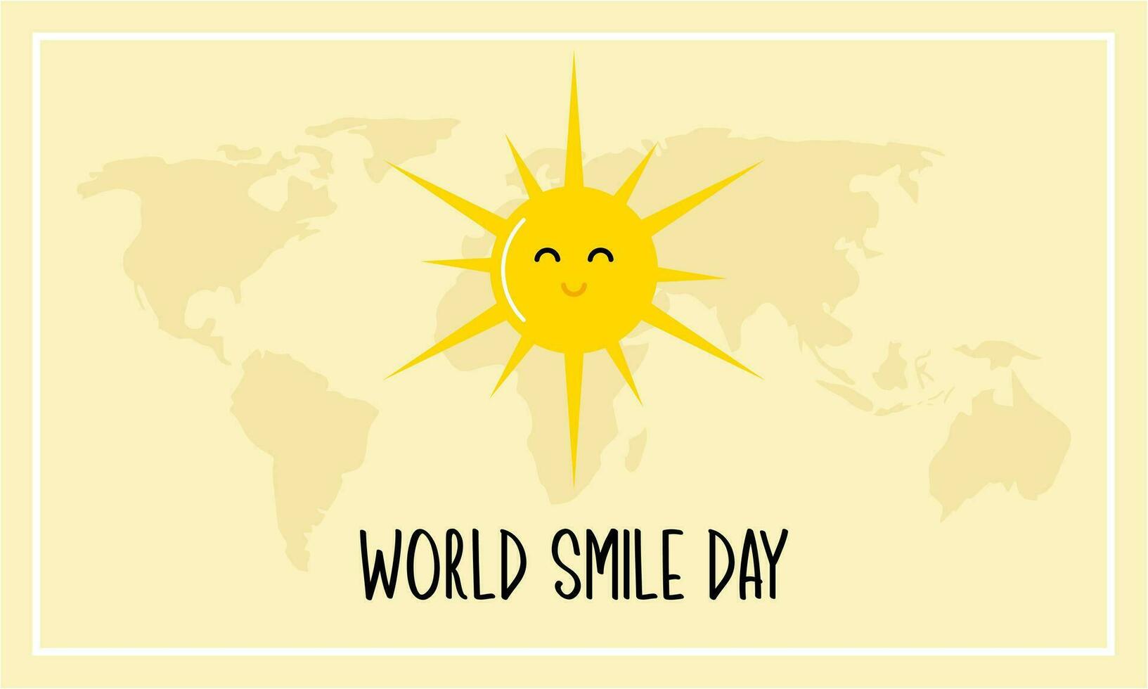 wereld glimlach dag belettering met schattig bloem gezicht vector illustratie