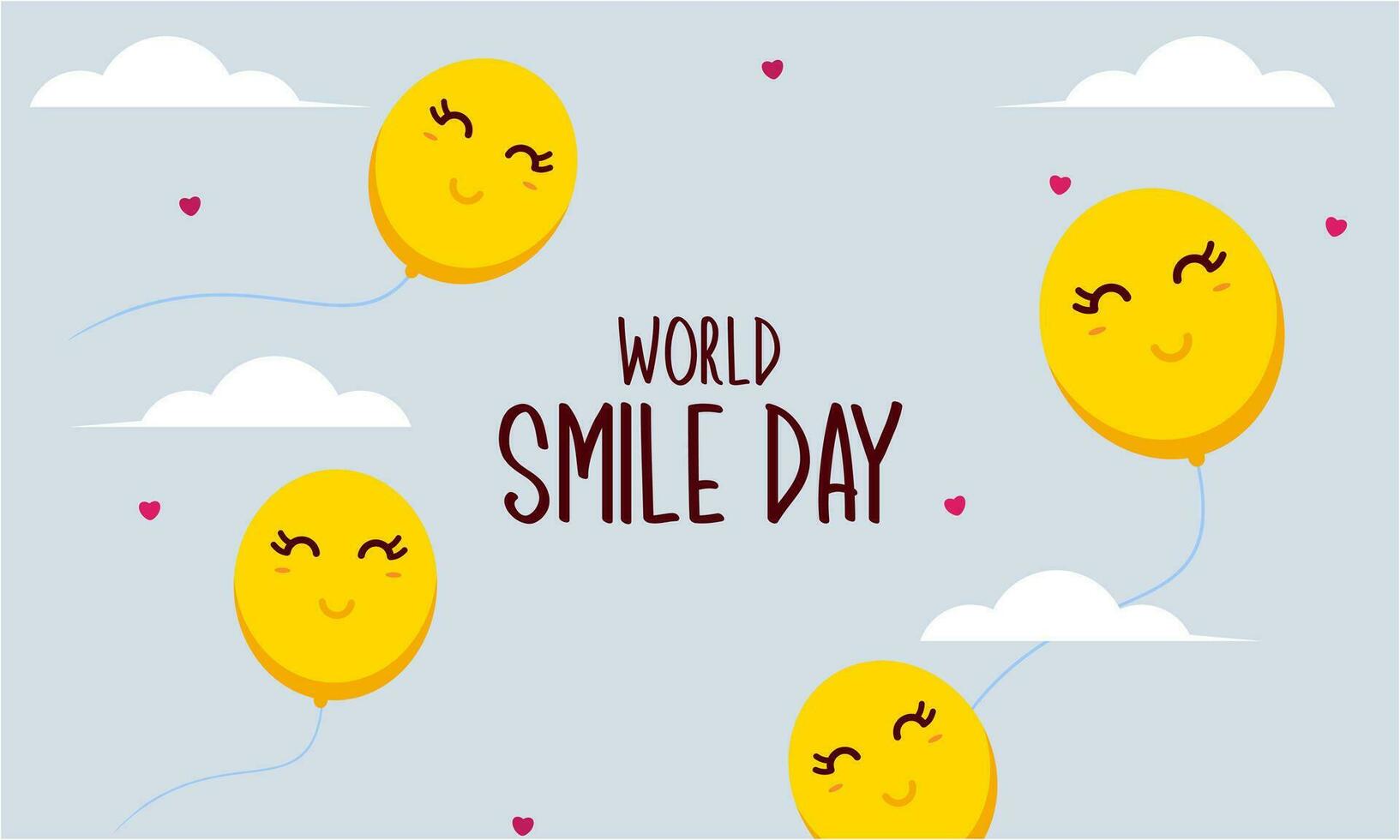 wereld glimlach dag belettering met schattig bloem gezicht vector illustratie