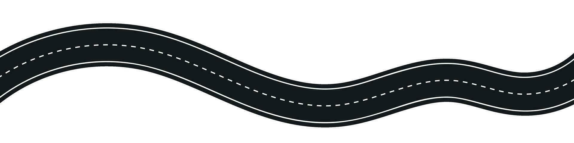 kronkelend snelweg weg van top visie. vlak vector illustratie geïsoleerd Aan wit achtergrond.