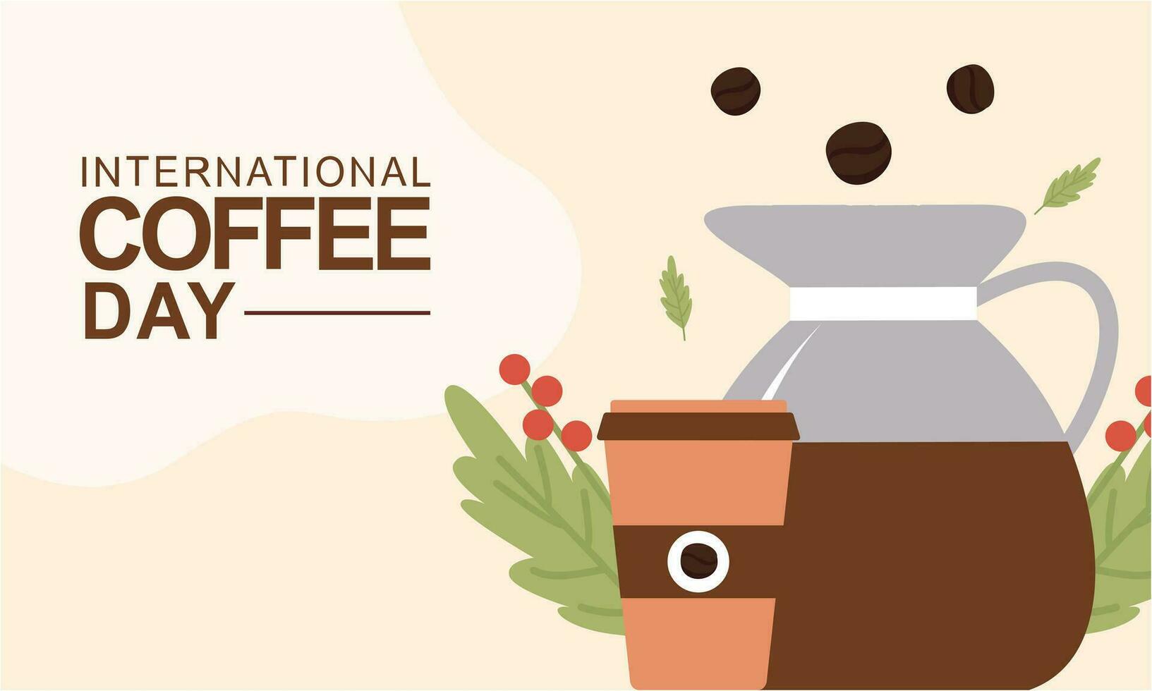 Internationale dag van koffie illustratie hand- getrokken vector