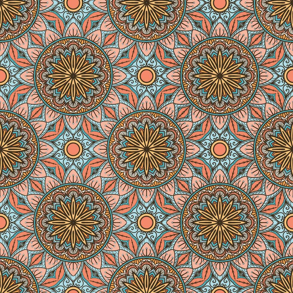 etnisch bloemen mandala naadloos patroon vector