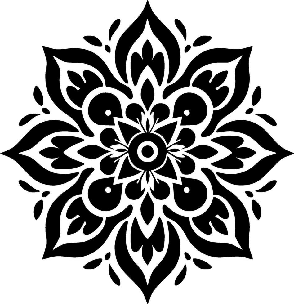 mandala - zwart en wit geïsoleerd icoon - vector illustratie