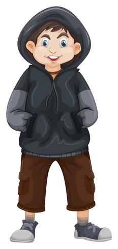 Jongen in grijs sweatshirt vector