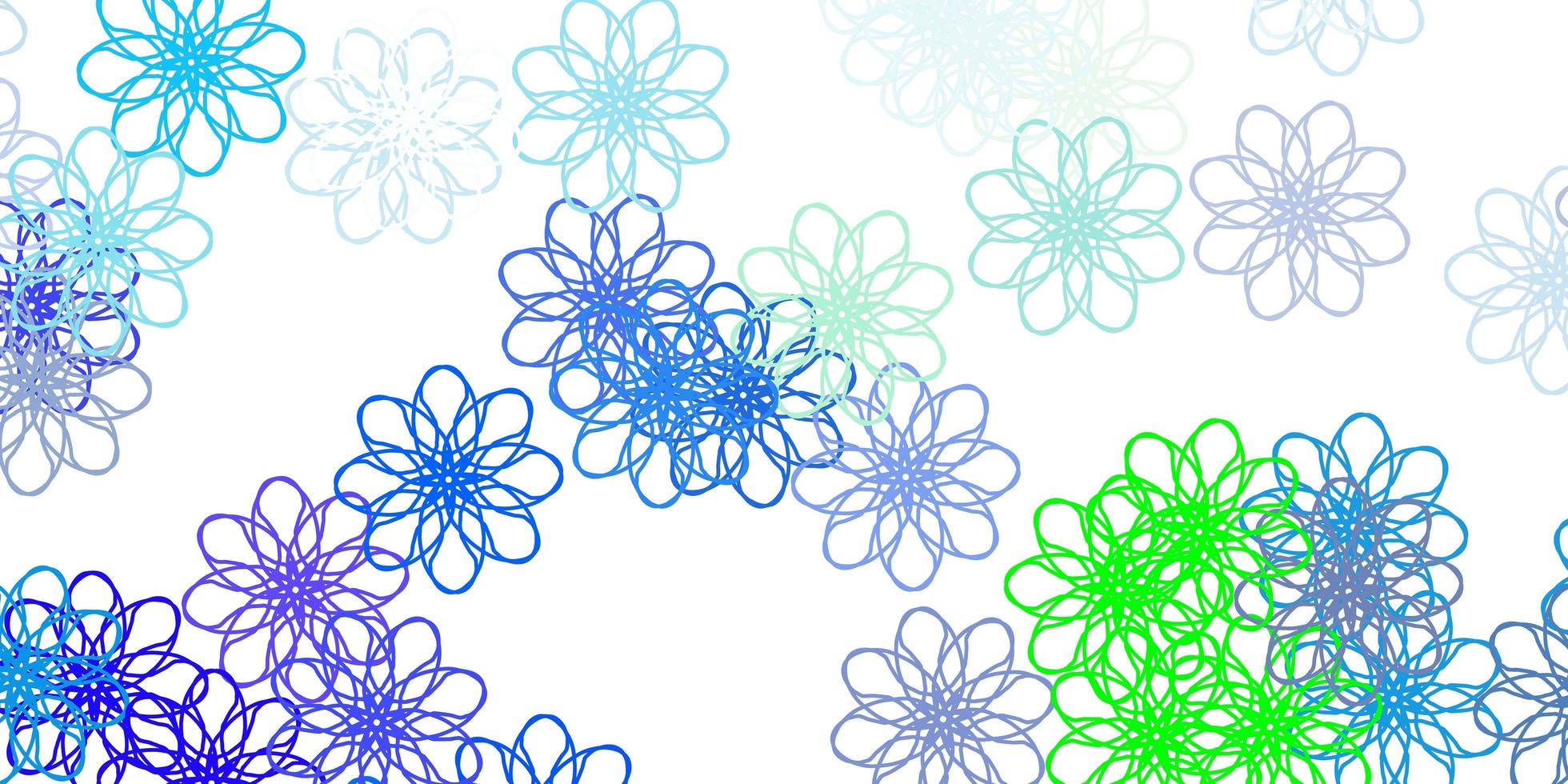 lichtblauw, groen vector natuurlijk kunstwerk met bloemen.