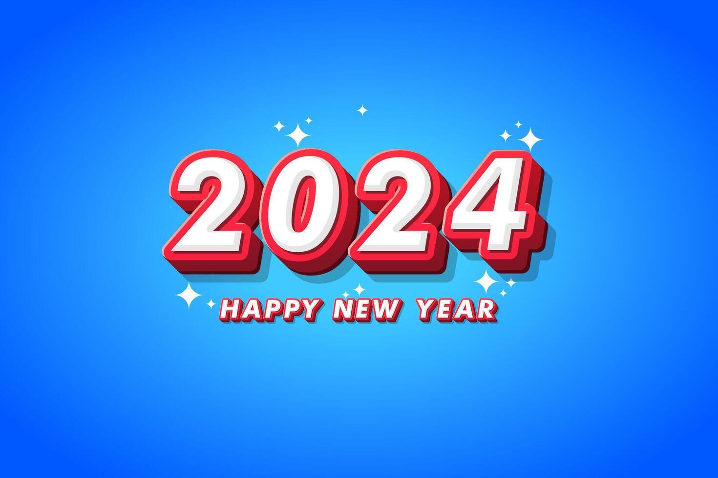 gelukkig nieuw jaar 2024. feestelijk realistisch decoratie. vieren 2024 partij vector