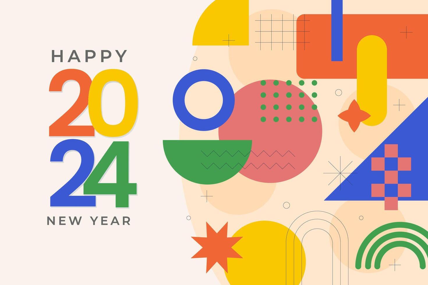 gelukkig nieuw jaar 2024. feestelijk realistisch decoratie. vieren 2024 partij vector