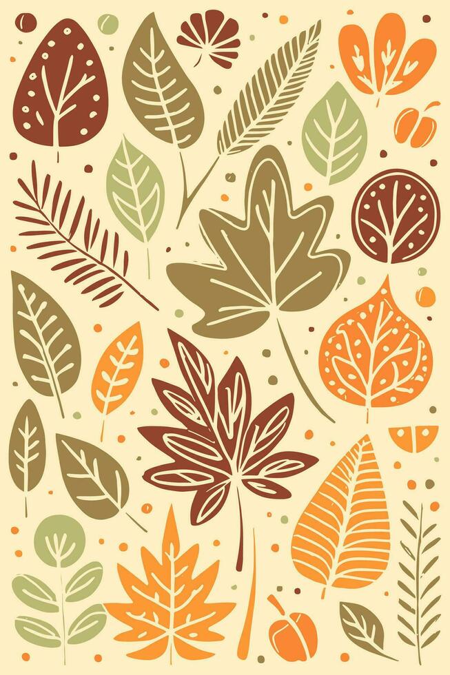 abstract herfst hand- getrokken gebladerte structuur patroon tekening vector illustratie