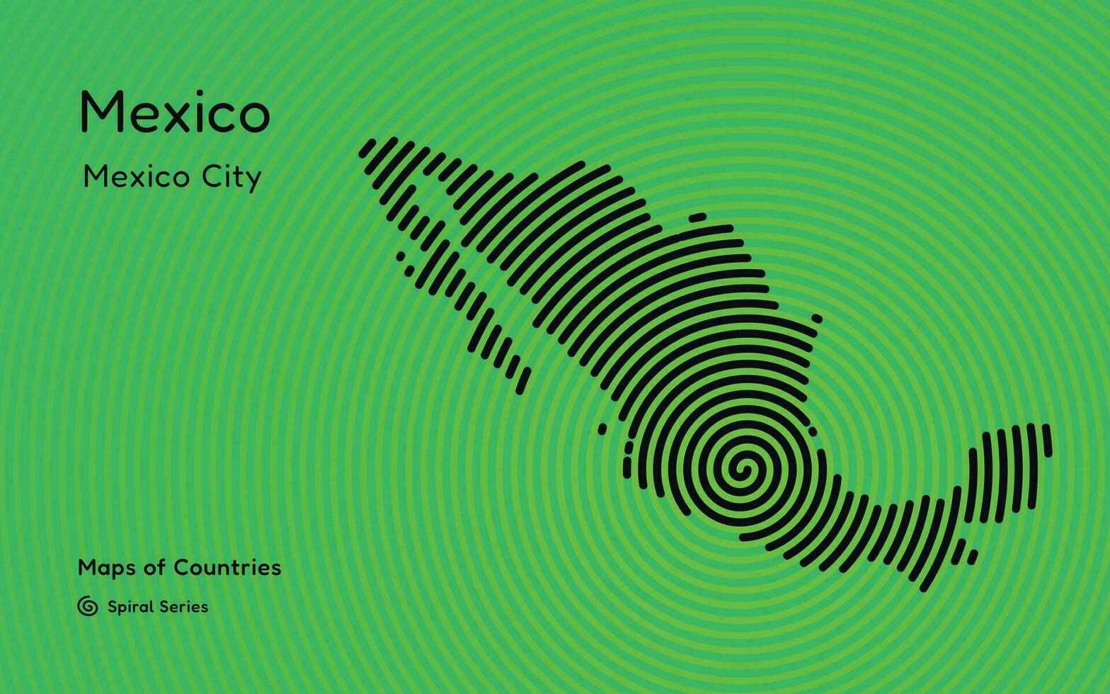Mexico kaart met spiraal lijnen en een groen achtergrond vector