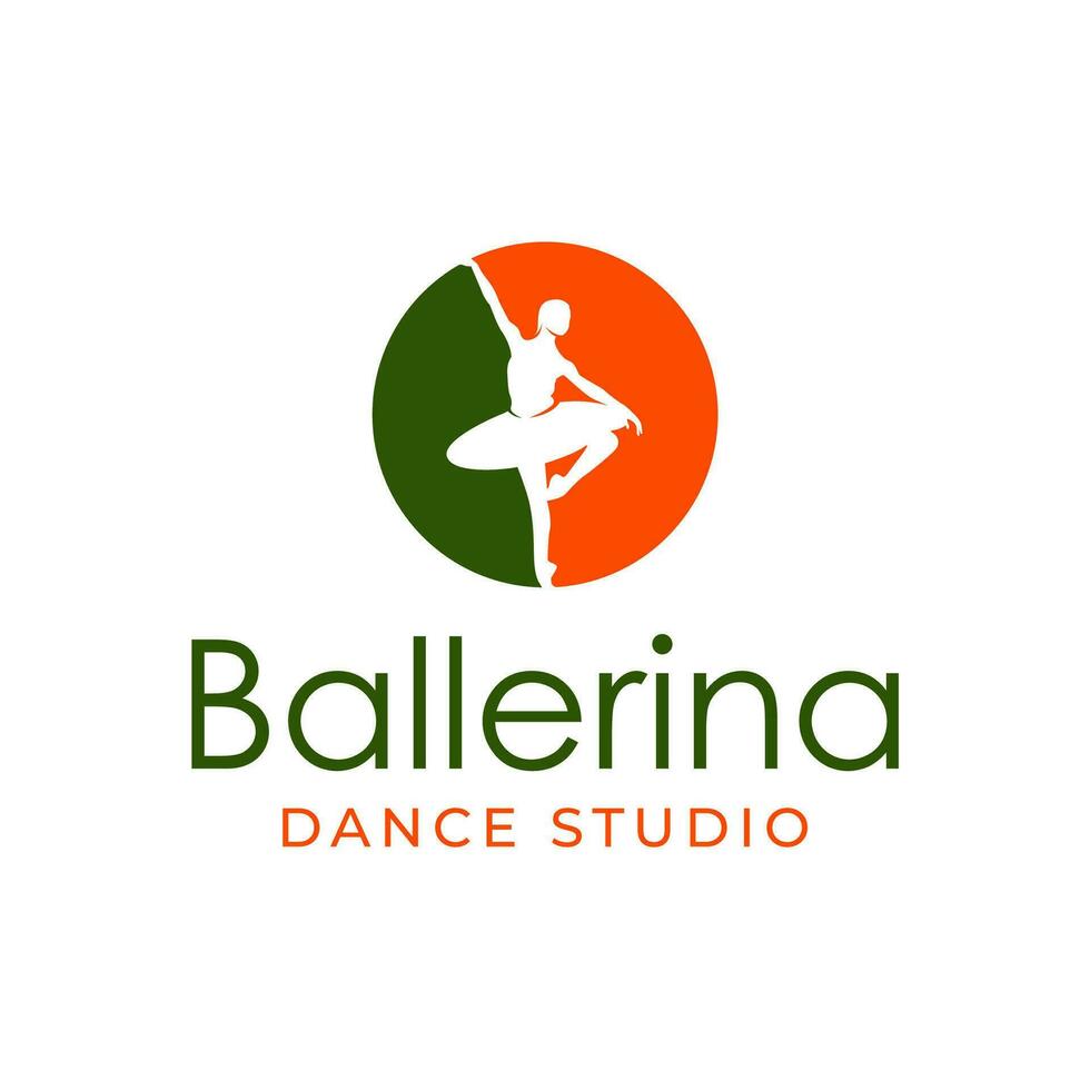 Dames ballet danser logo concept. klassiek wijnoogst ballet studio logo. silhouet van ballerina voor uw bedrijf vector