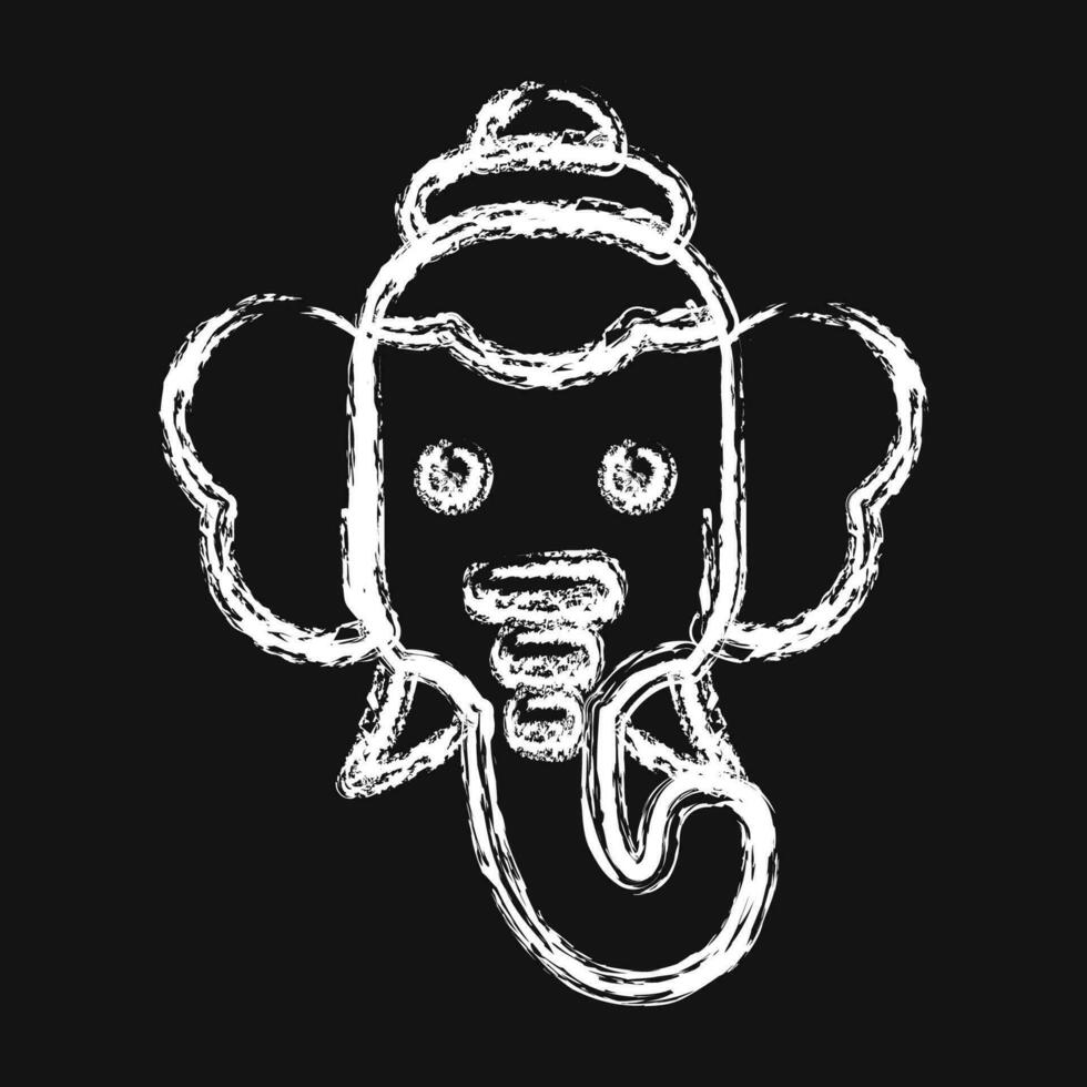 icoon ganesha. diwali viering elementen. pictogrammen in krijt stijl. mooi zo voor afdrukken, affiches, logo, decoratie, infografieken, enz. vector