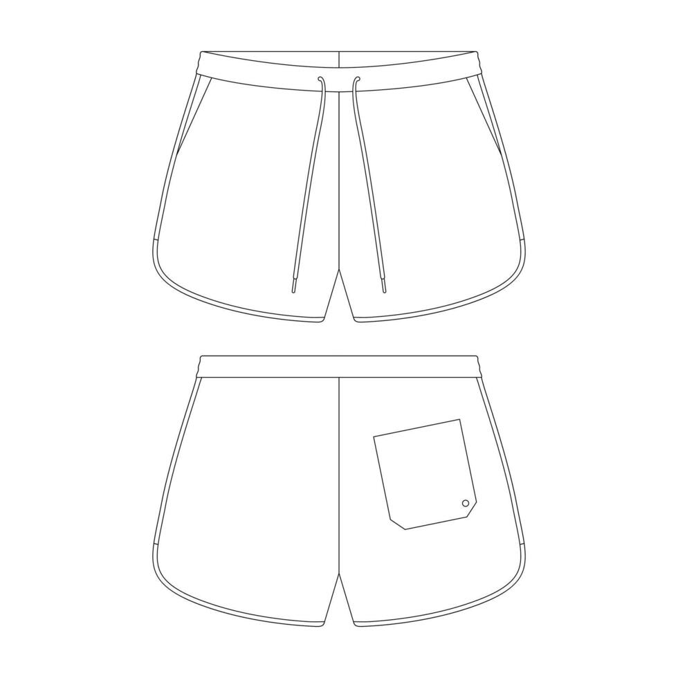 sjabloon zwemmen shorts vector illustratie vlak ontwerp schets kleding verzameling